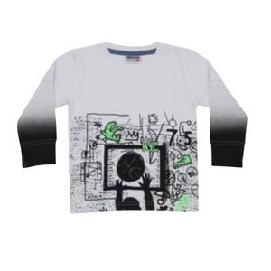 Mish black and whites scruffle Ball Ombre twofer long sleeve top size 4 EUC